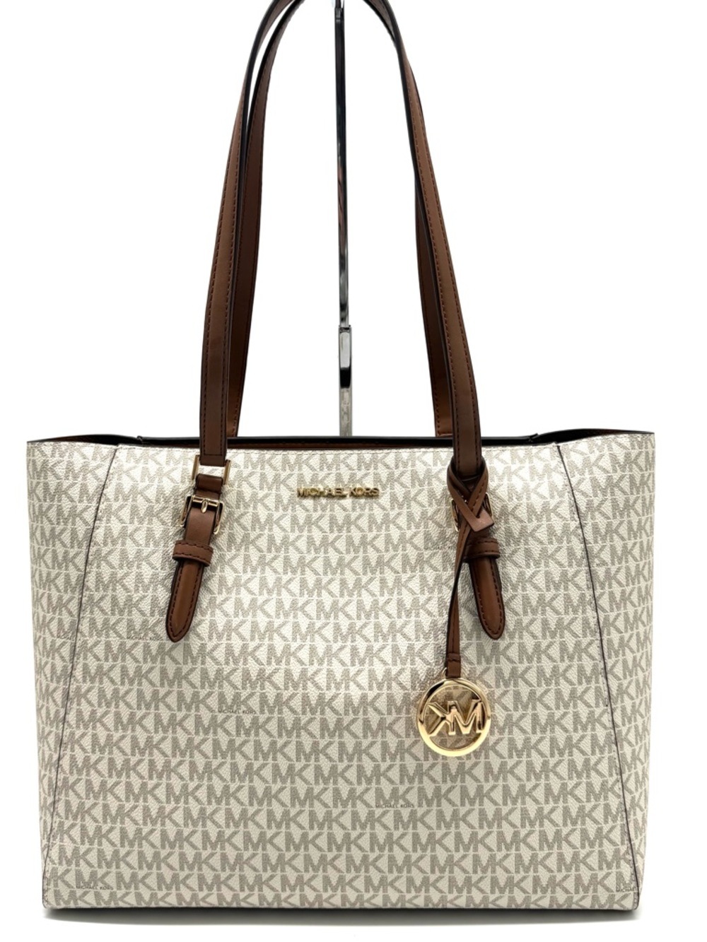Michael Kors Charlotte Large 3-in-1 Signature Logo Tote Bag Vanilla/ Brown